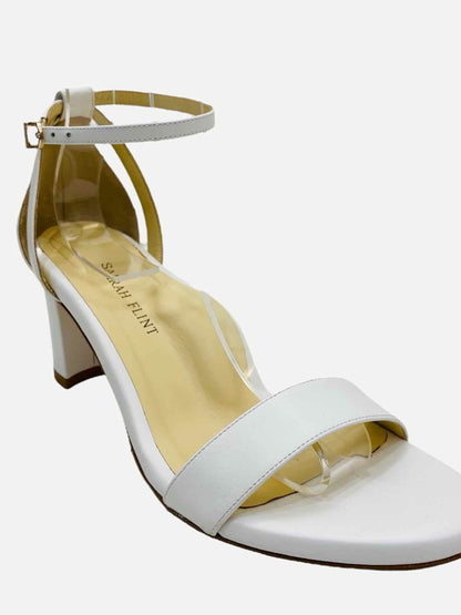 SARAH FLINT Ankle Strap White Heeled Sandals