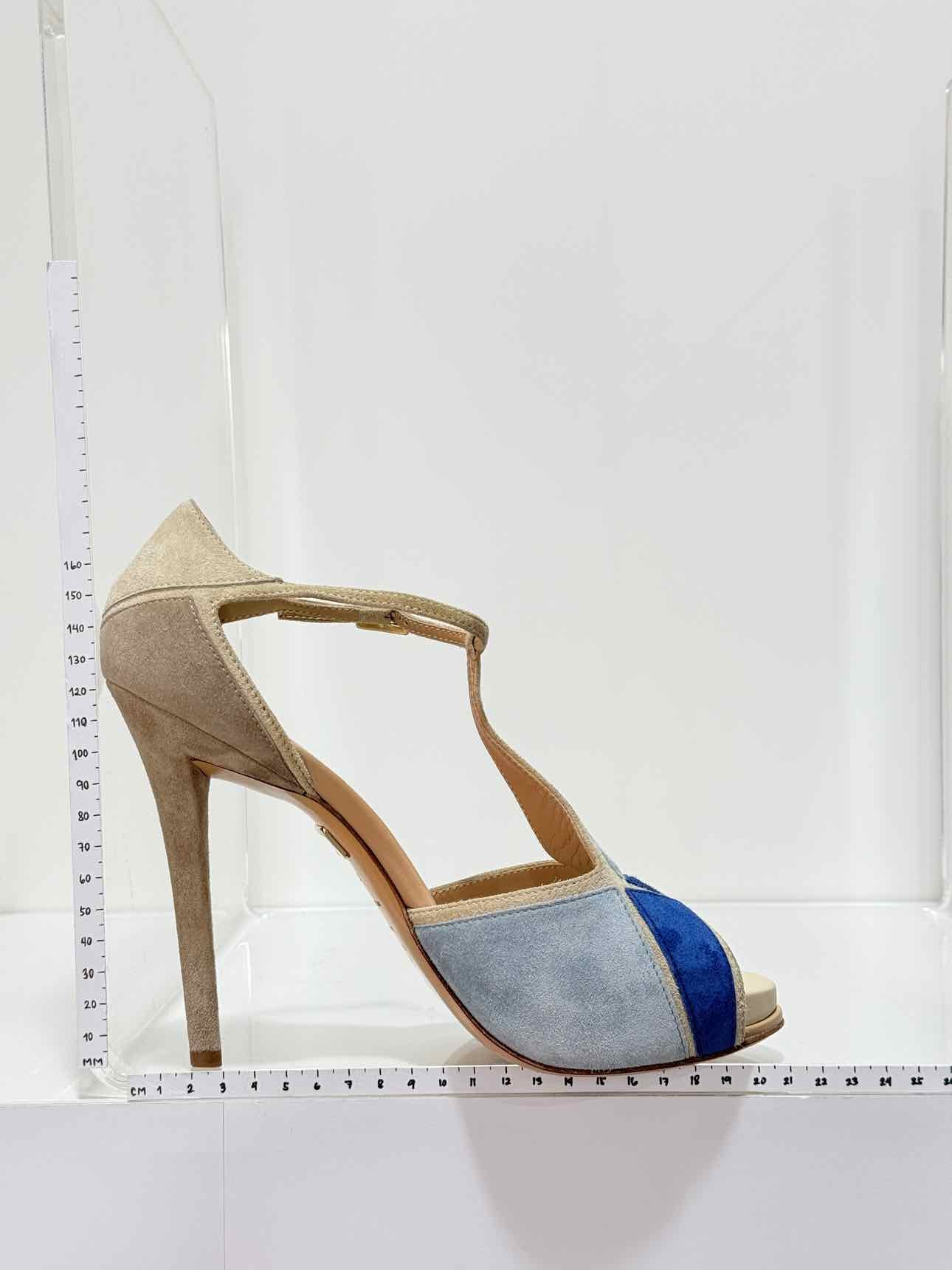 ROGER VIVIER Blue & Beige Size EU 39 Platform Sandals