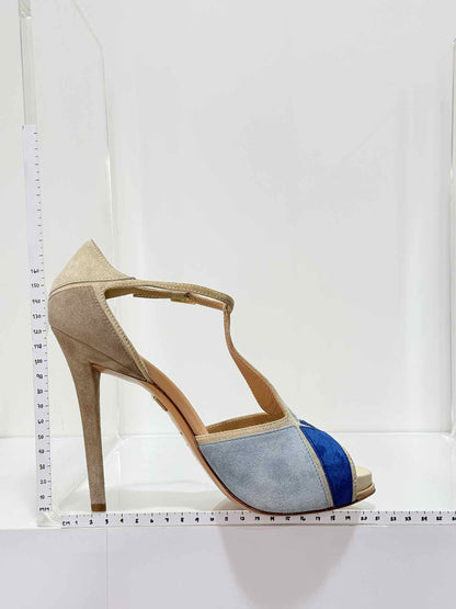 ROGER VIVIER Blue & Beige Size EU 39 Platform Sandals