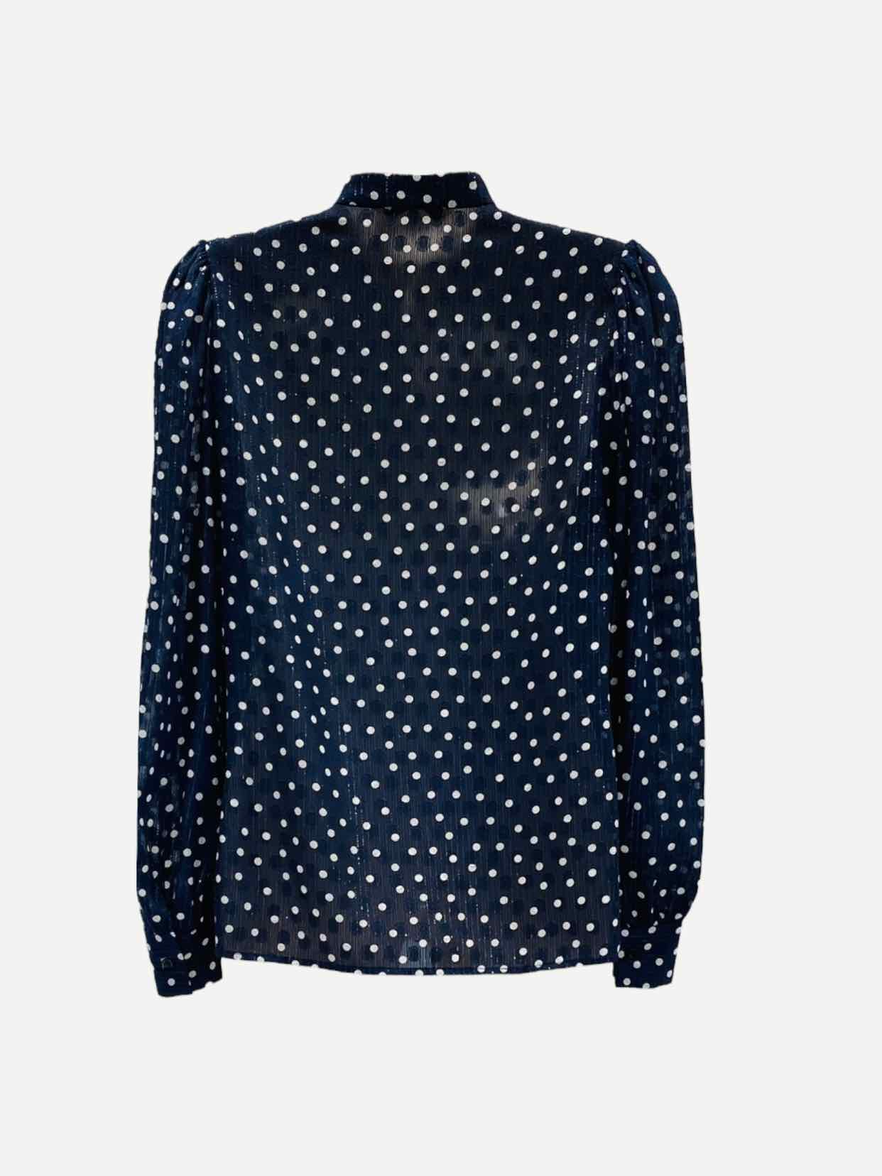SANDRO Sheer Navy Blue & White Size XSmall Blouse