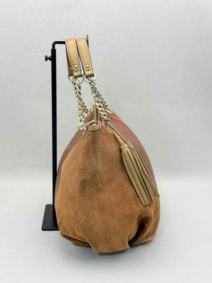 CAROLINA HERRERA Signature Brown Monogram Shoulder Bag