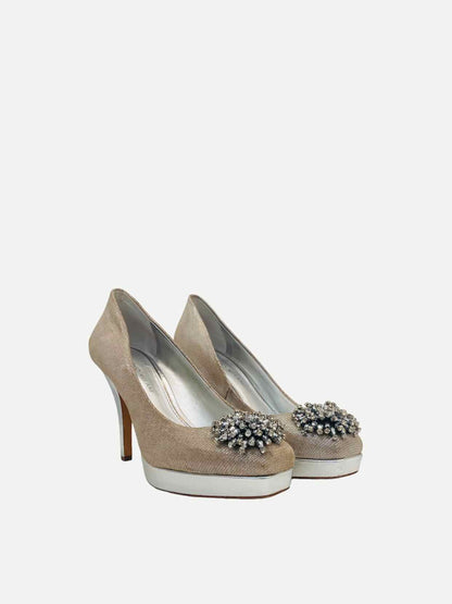 ANTONIO MELANI Metallic Silver Pumps 40