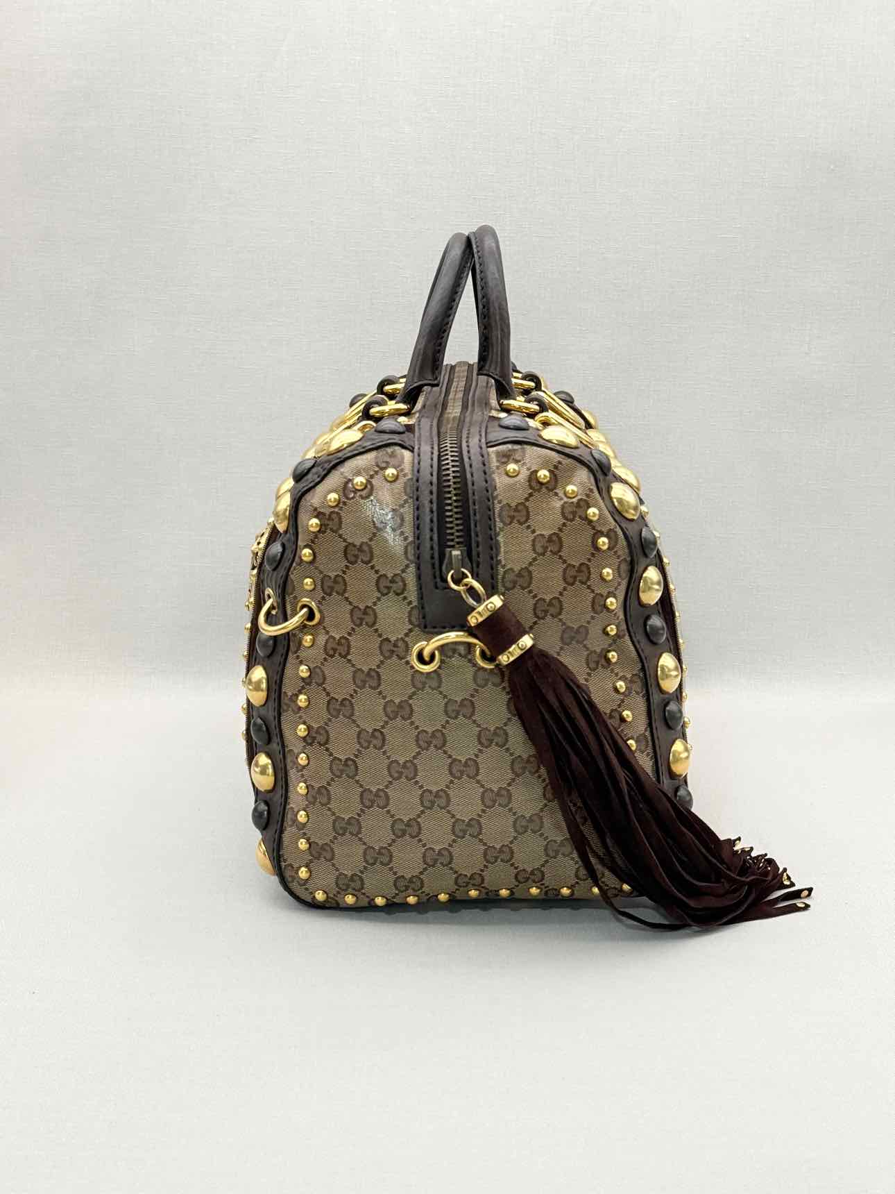 GUCCI Babouska Brown & Beige GG Top Handle