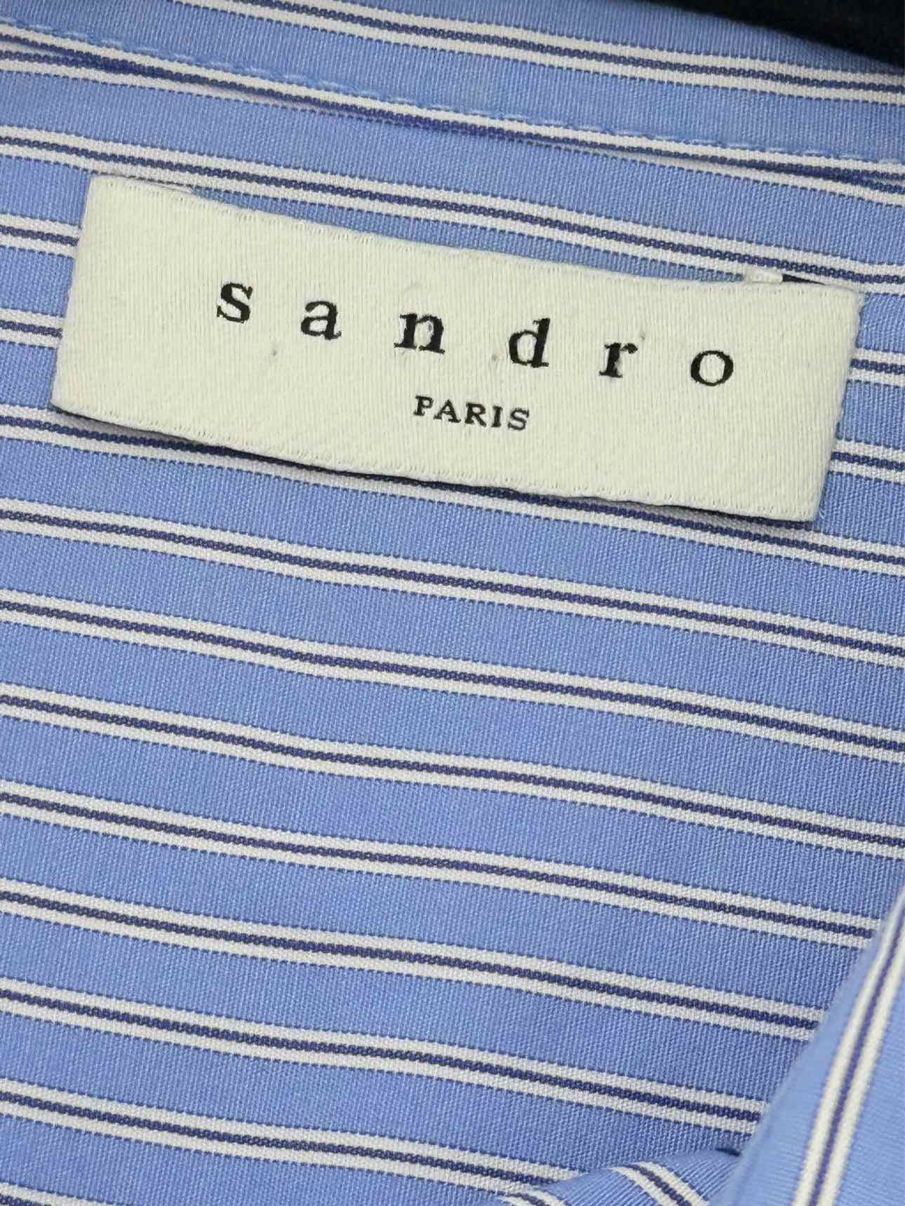SANDRO Blue & White Striped &amp; Check Size US 8 Shirt