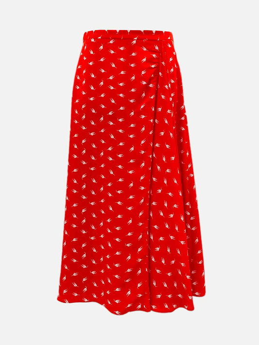 MIU MIU Red w/ White & Black Size US 4 Midi Skirt
