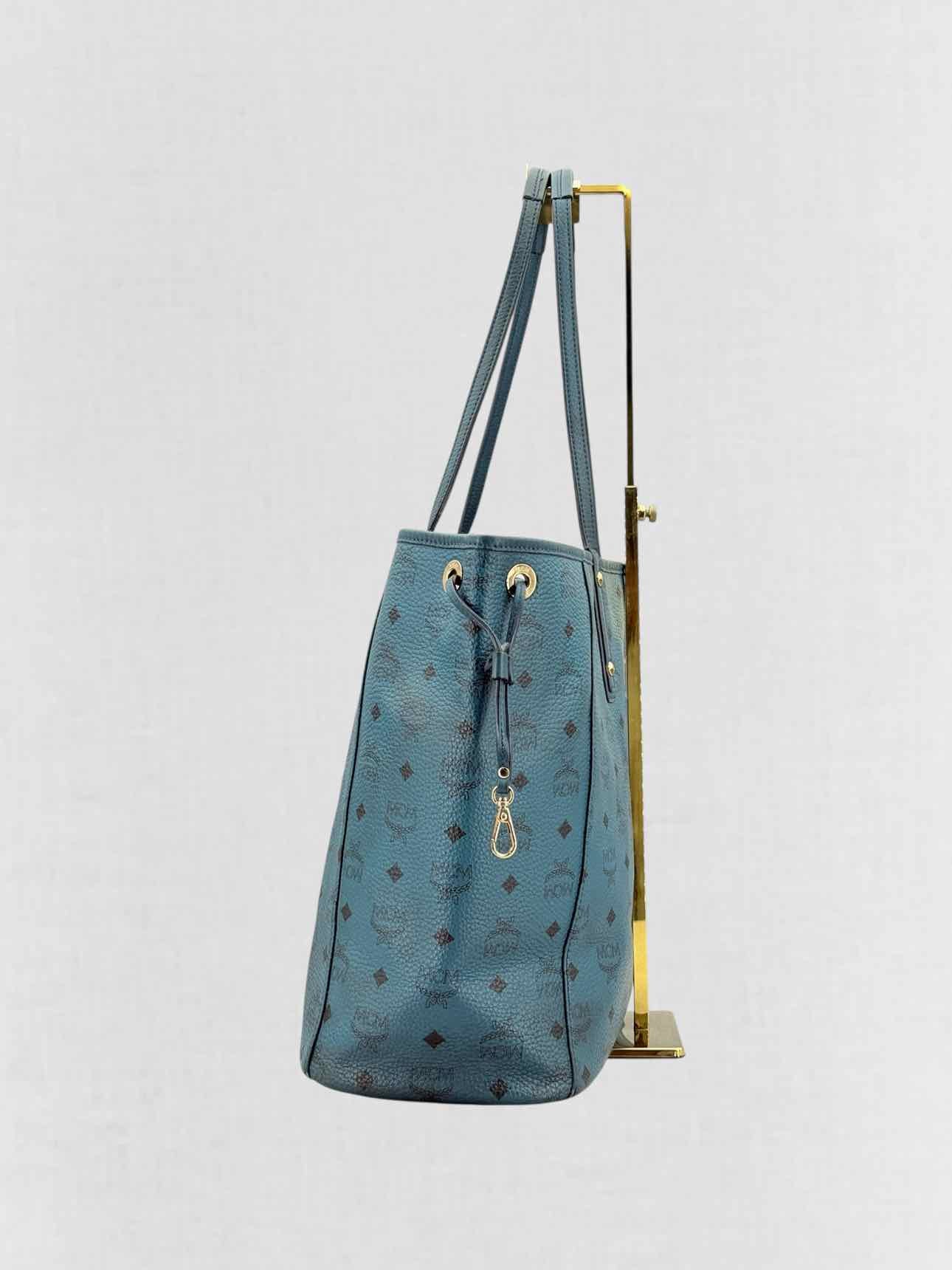 MCM Visetos Revesible Shopper Blue & Black Tote Bag