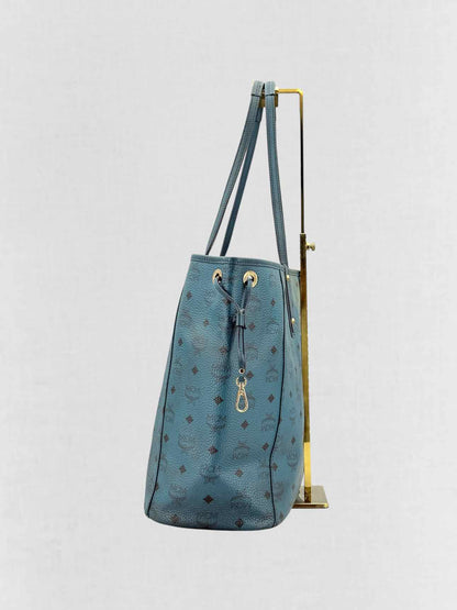 MCM Visetos Revesible Shopper Blue & Black Tote Bag