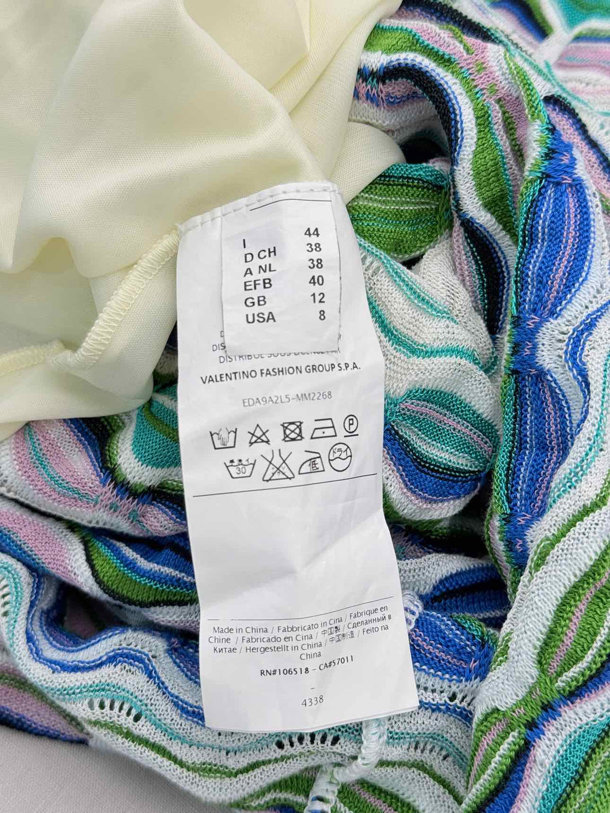 M MISSONI White Multicolor Size US 8 Knee Length Dress
