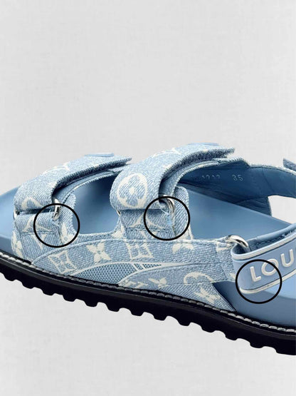 LOUIS VUITTON Paseo Blue Monogram Size EU 35 Sandals