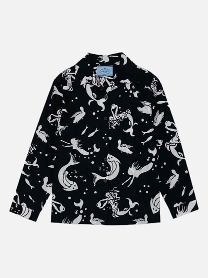 PRADA Basic Black & White Mermaid Print Shirt