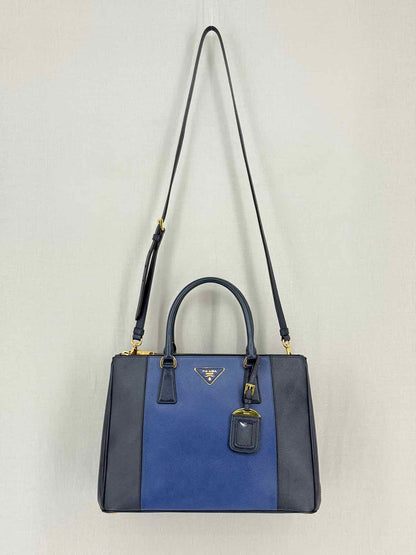 PRADA Double Zip Navy Blue Tote Bag