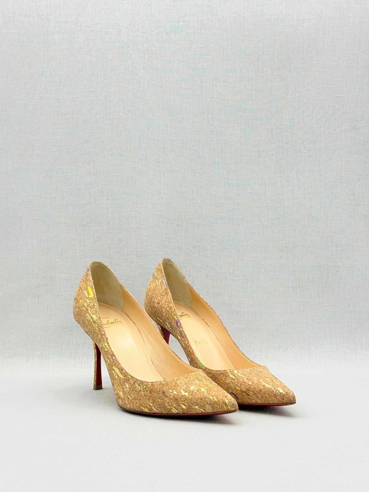 CHRISTIAN LOUBOUTIN Pigalle Cork Gold Size EU 36 Pumps