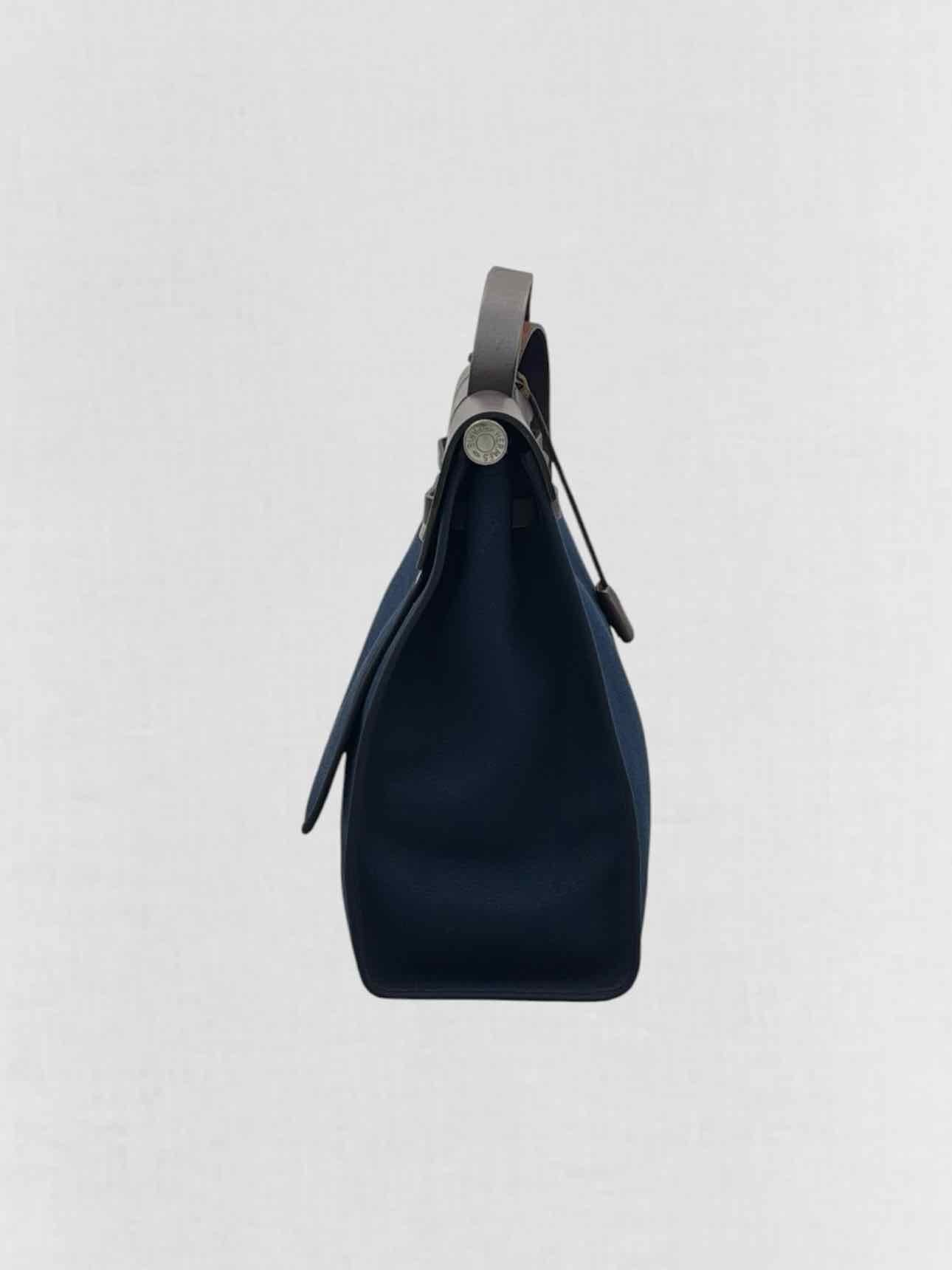 HERMES Herbag Zip Brown & Navy Blue Top Handle