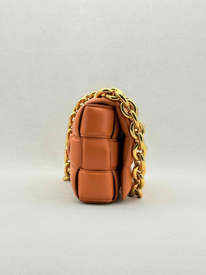 BOTTEGA VENETA Padded Chain Cassette Orange Crossbody
