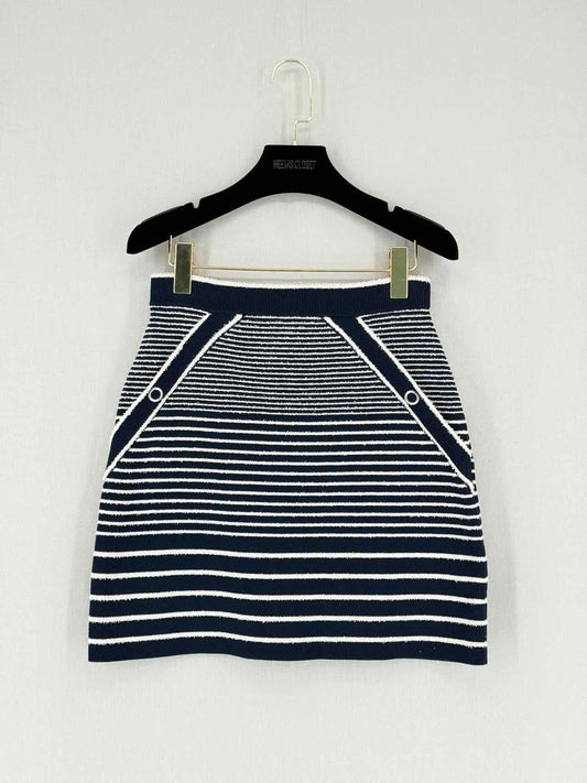 MAJE Navy & White Striped Size US 2 Mini Skirt