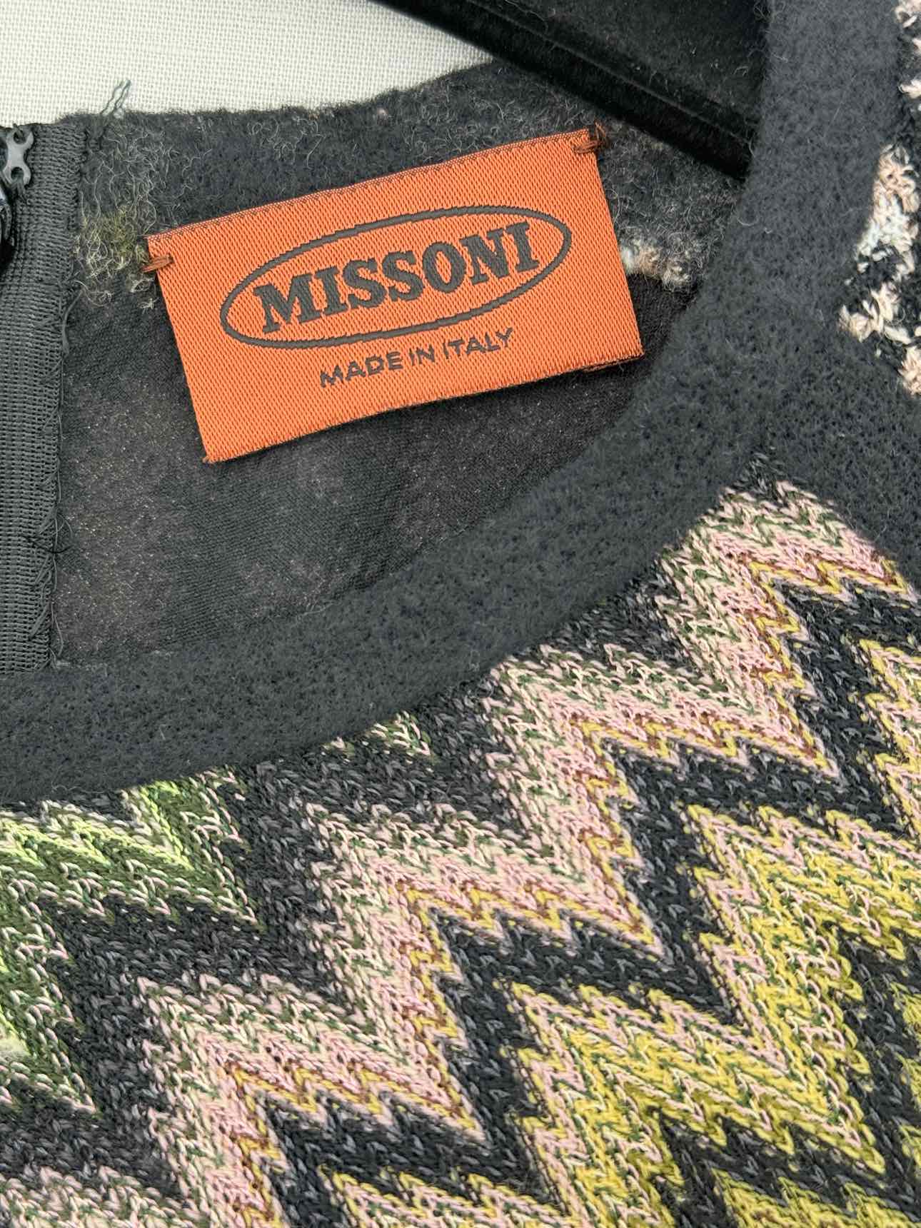 MISSONI Black Multicolor Zigzag Size US 8 Short Dress