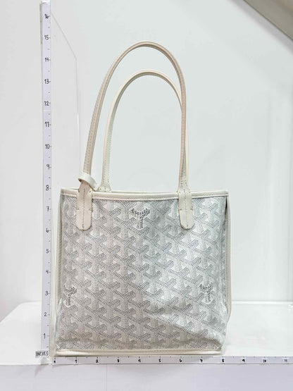 GOYARD Anjou White & Grey Goryardine Tote Bag