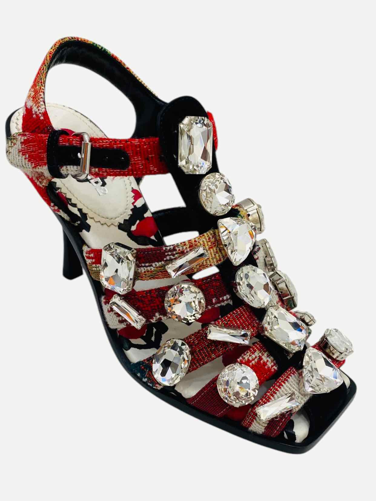 DSQUARED2 Red Multicolor Size EU 38 Heeled Sandals