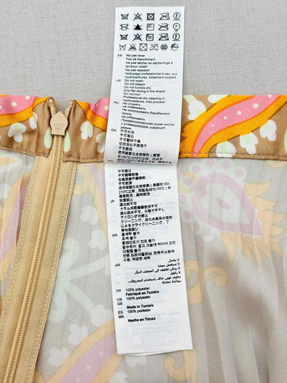 SANDRO Beige Multicolor Printed Size US 6 Midi Skirt