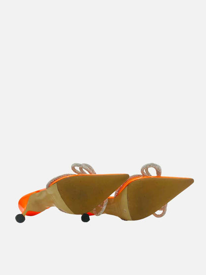 MACH & MACH Double Bow Orange Mules 38.5