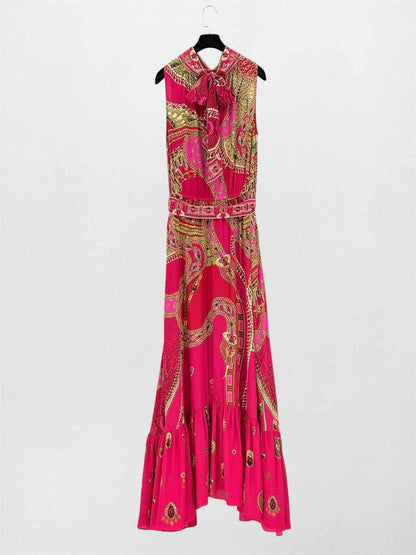 CAMILLA Red Multicolor Size Small Long Dress