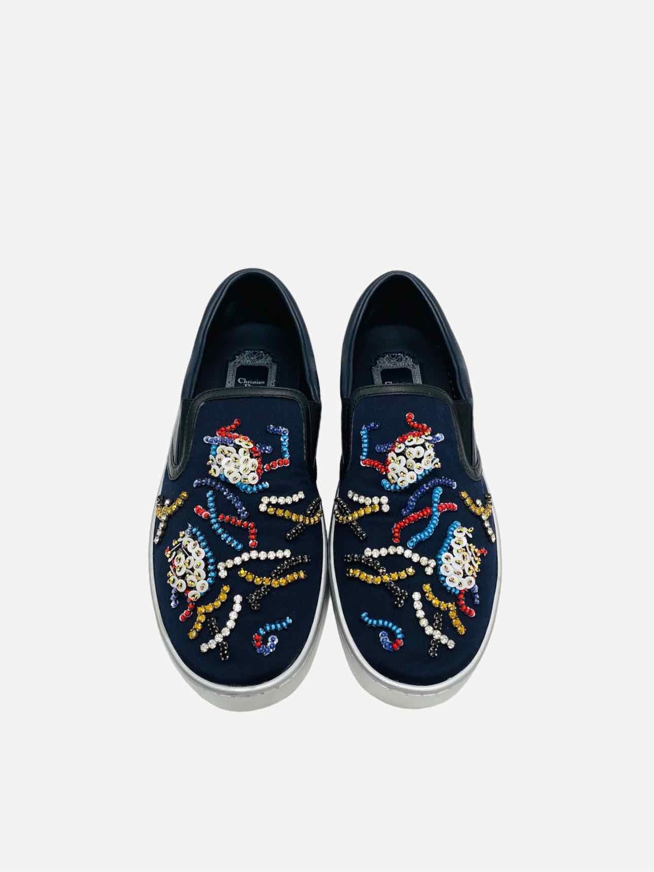 CHRISTIAN DIOR Slip On Navy Blue Sneakers 38