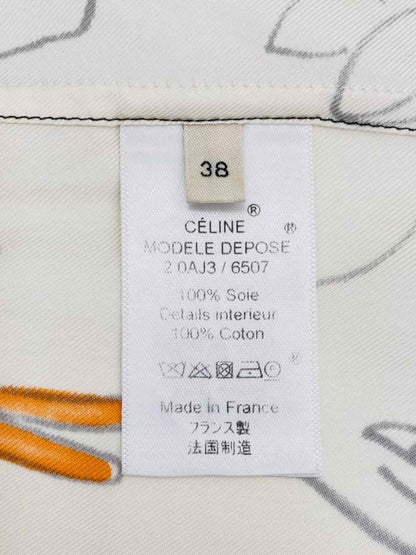 CELINE White & Blue Printed Shirt