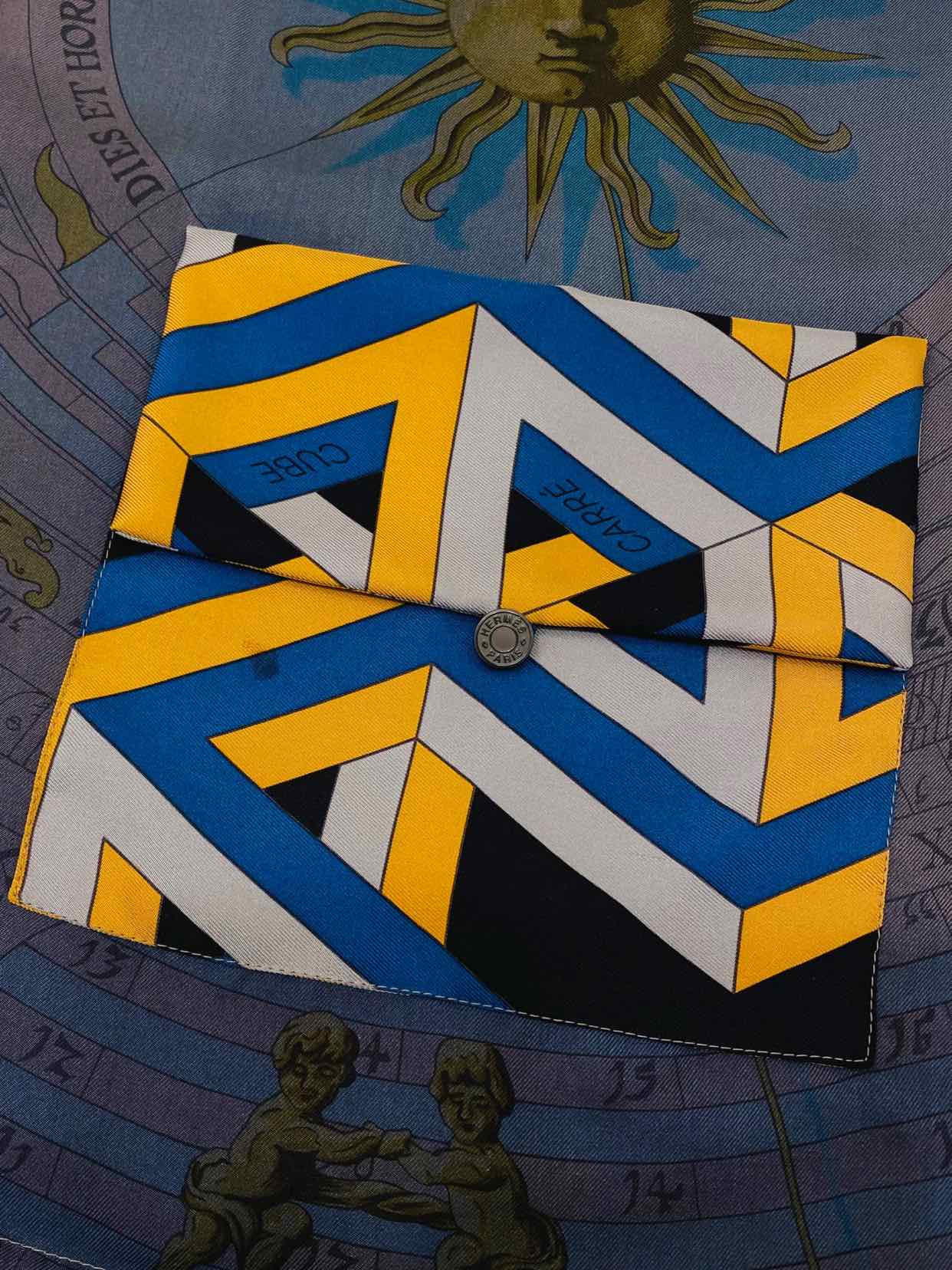 HERMES Boho Navy Blue & Yellow Printed Shoulder Bag