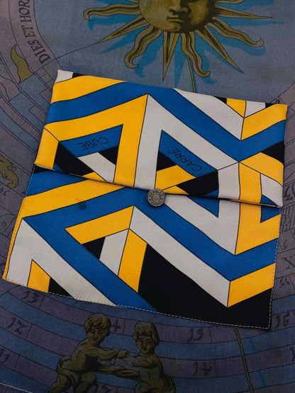 HERMES Boho Navy Blue & Yellow Printed Shoulder Bag