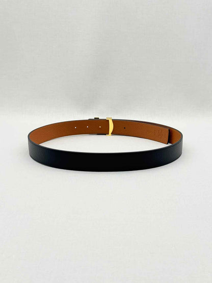 LOUIS VUITTON Black & Tan Grained Belt