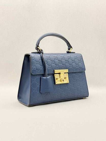GUCCI Padlock Blue Guccissima Top Handle