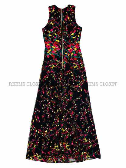 ELIE SAAB Sleeveless Black Multicolor Long Dress