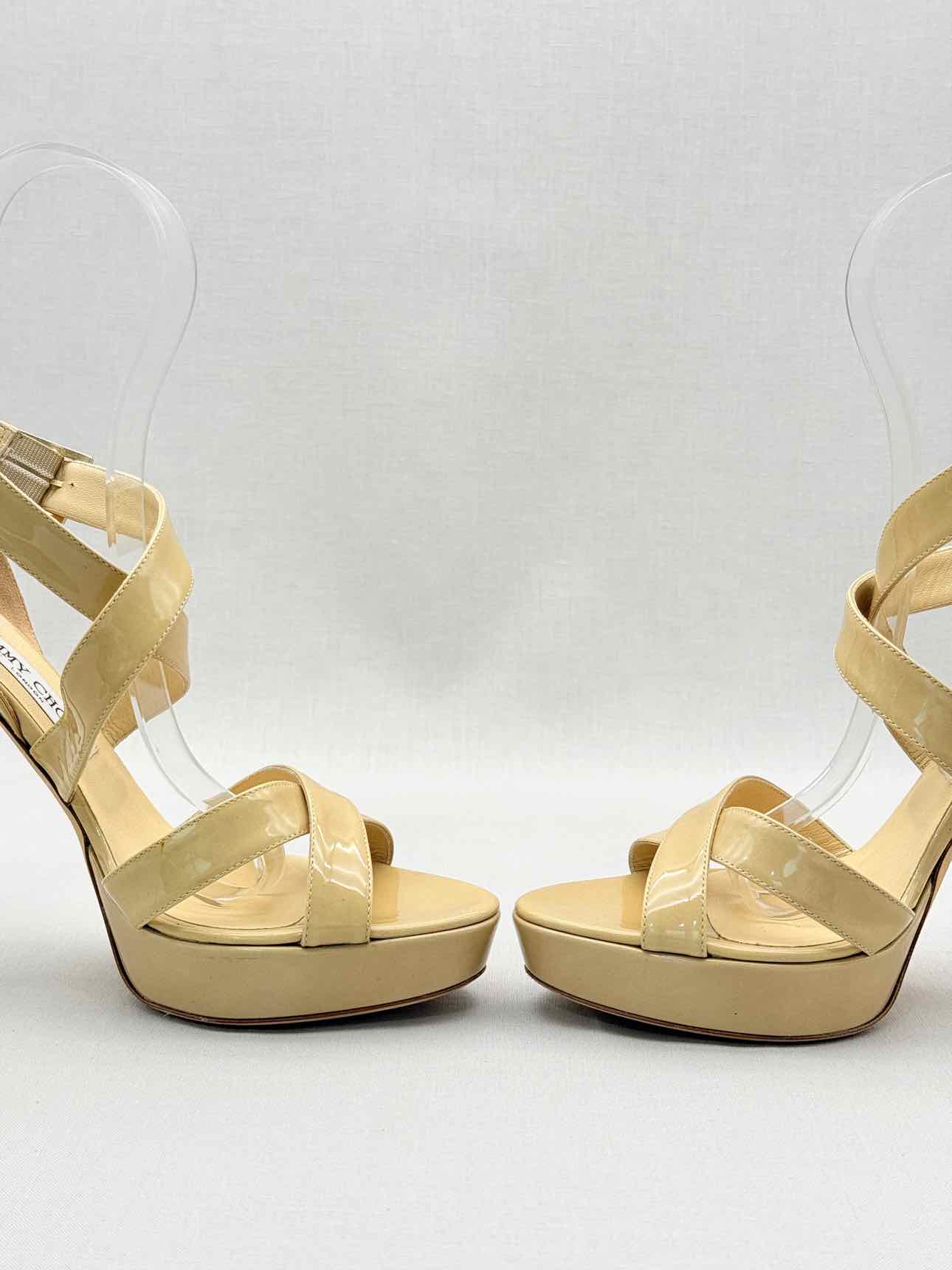 JIMMY CHOO Vamp Beige Size EU 40.5 Platform Sandals
