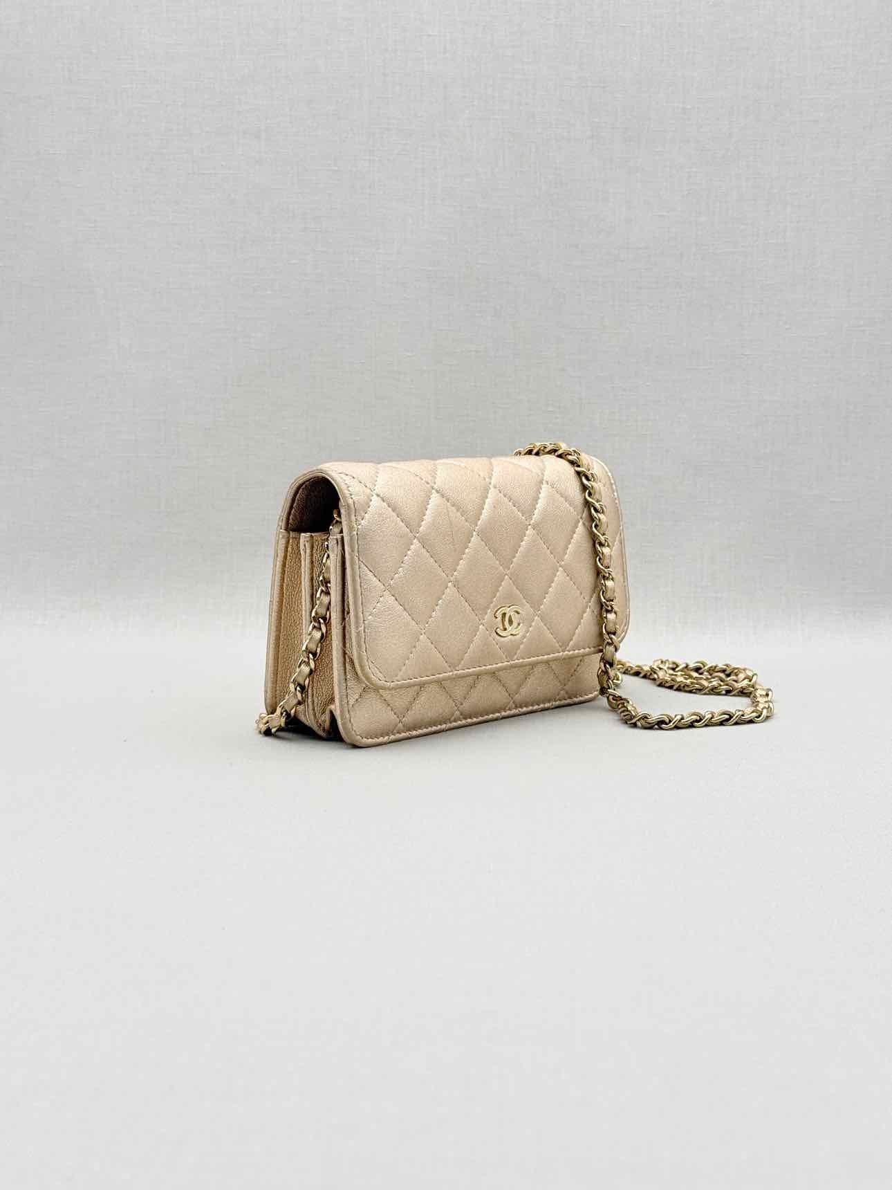 CHANEL Wallet on Chain Metallic Gold Quilted Crossbody