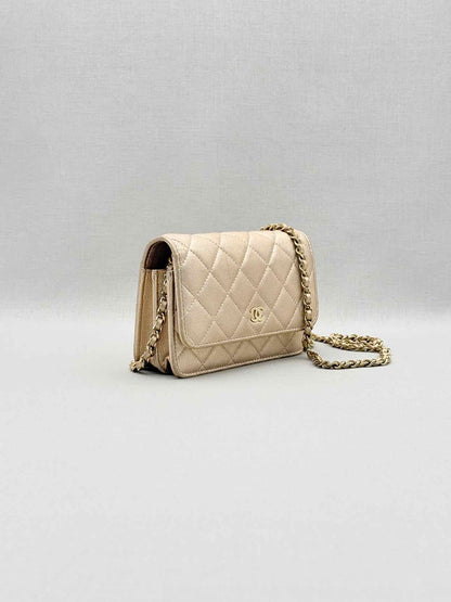 CHANEL Wallet on Chain Metallic Gold Quilted Crossbody