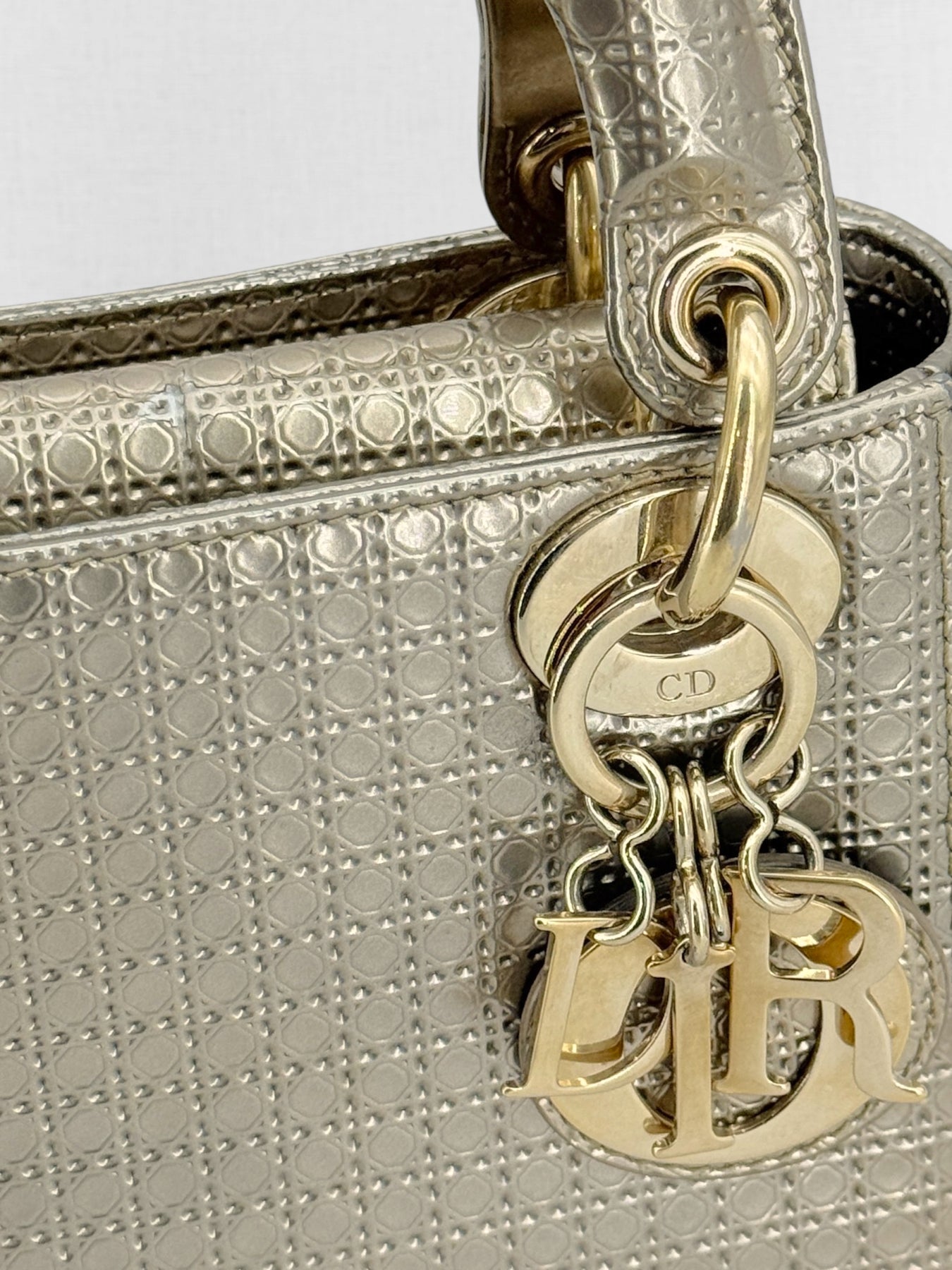 DIOR Lady Dior Bronze Micro Cannage Top Handle