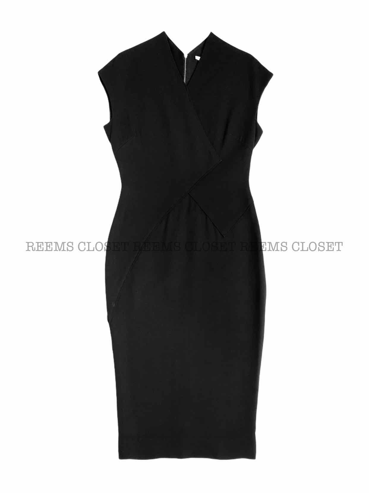 VICTORIA BECKHAM Sheath Black Midi Dress US10