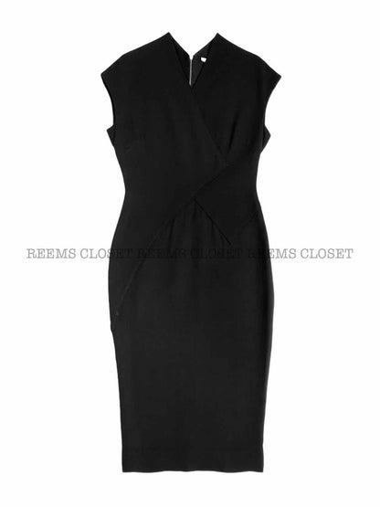 VICTORIA BECKHAM Sheath Black Midi Dress US10