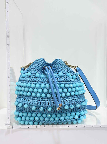 JIMMY CHOO Bon Bon Blue Bucket Bag