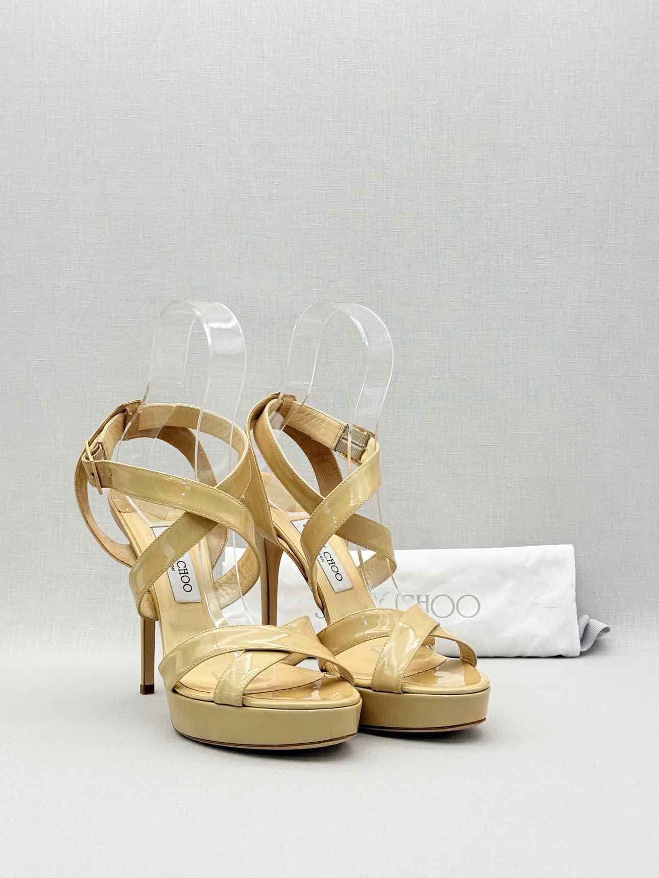 JIMMY CHOO Vamp Beige Size EU 40.5 Platform Sandals