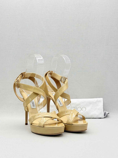 JIMMY CHOO Vamp Beige Size EU 40.5 Platform Sandals
