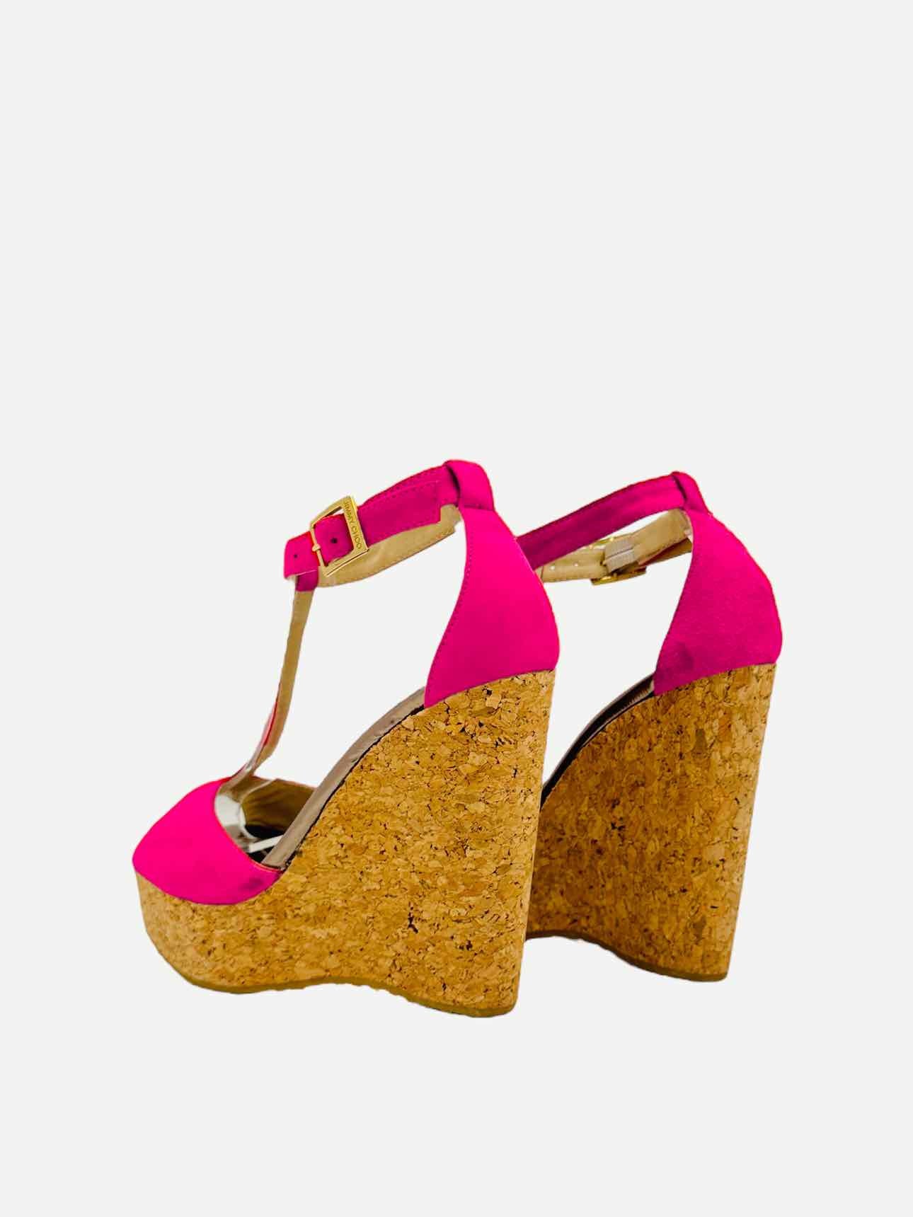 JIMMY CHOO T-bar Pink Wedges 36.5