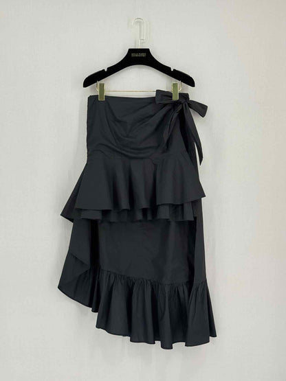 PINKO Black Ruffled Size US 4 Midi Skirt