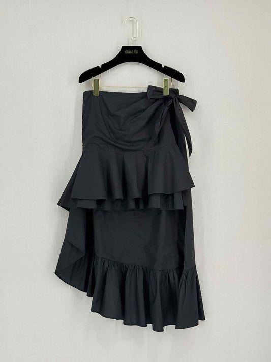 PINKO Black Ruffled Size US 4 Midi Skirt