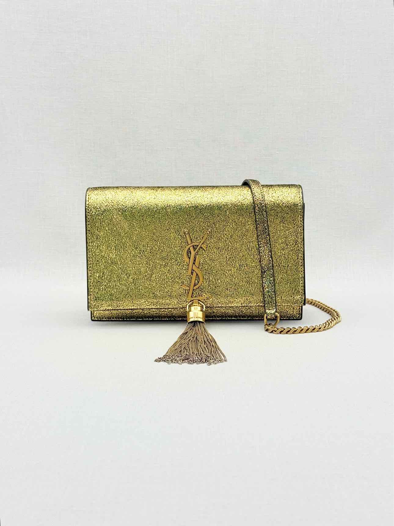SAINT LAURENT Kate Metallic Gold Monogram Crossbody