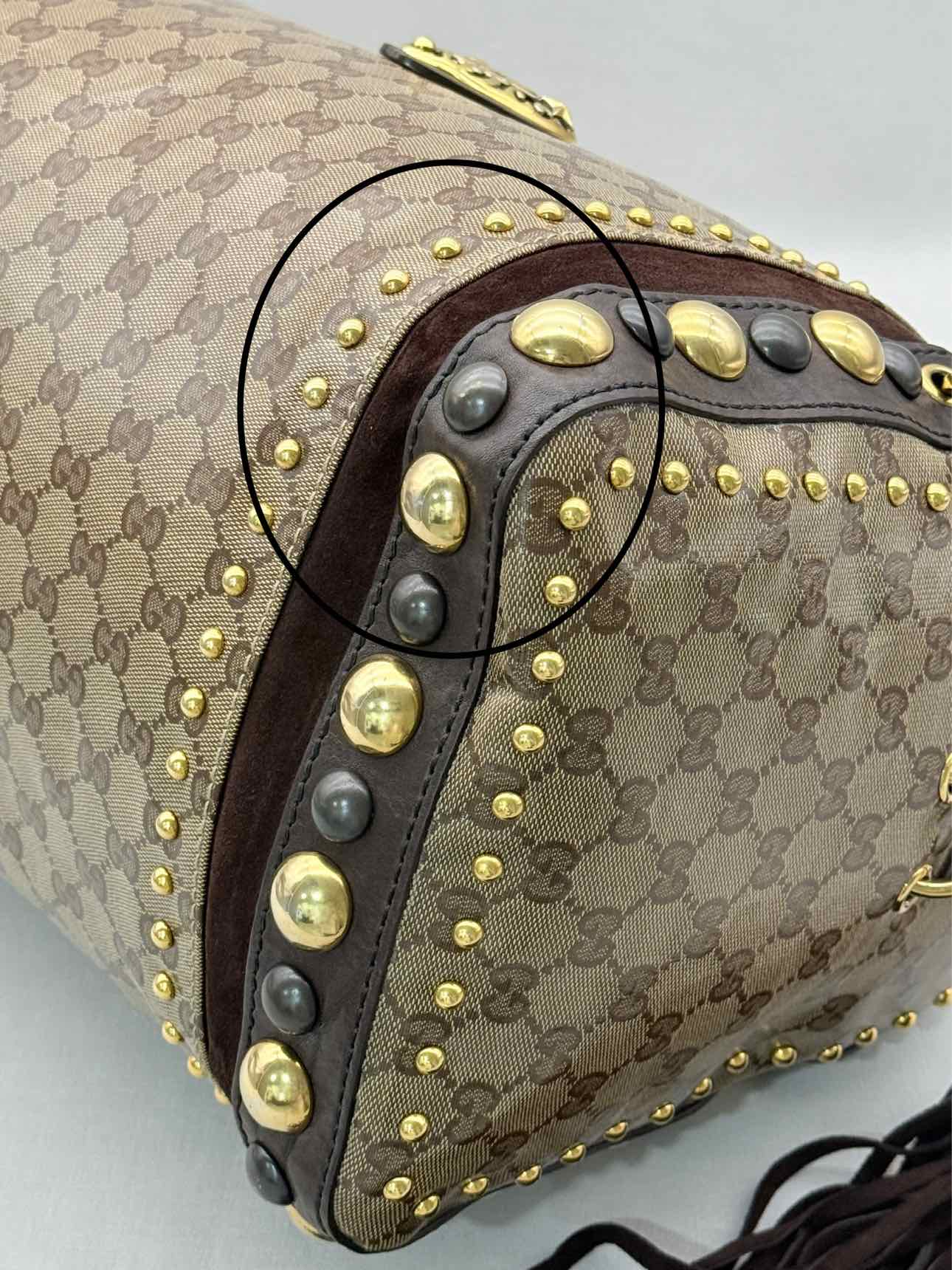 GUCCI Babouska Brown & Beige GG Top Handle
