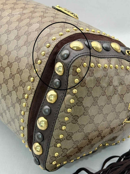 GUCCI Babouska Brown & Beige GG Top Handle