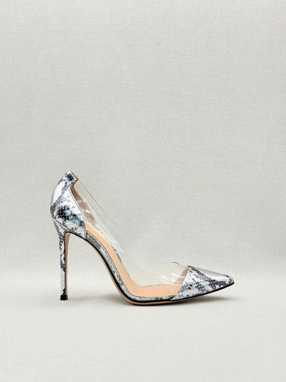 GIANVITO ROSSI Plexi Snakeskin Print Size EU 40.5 Pumps