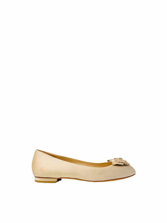 CHANEL CC Gold Ballet Flats 37.5