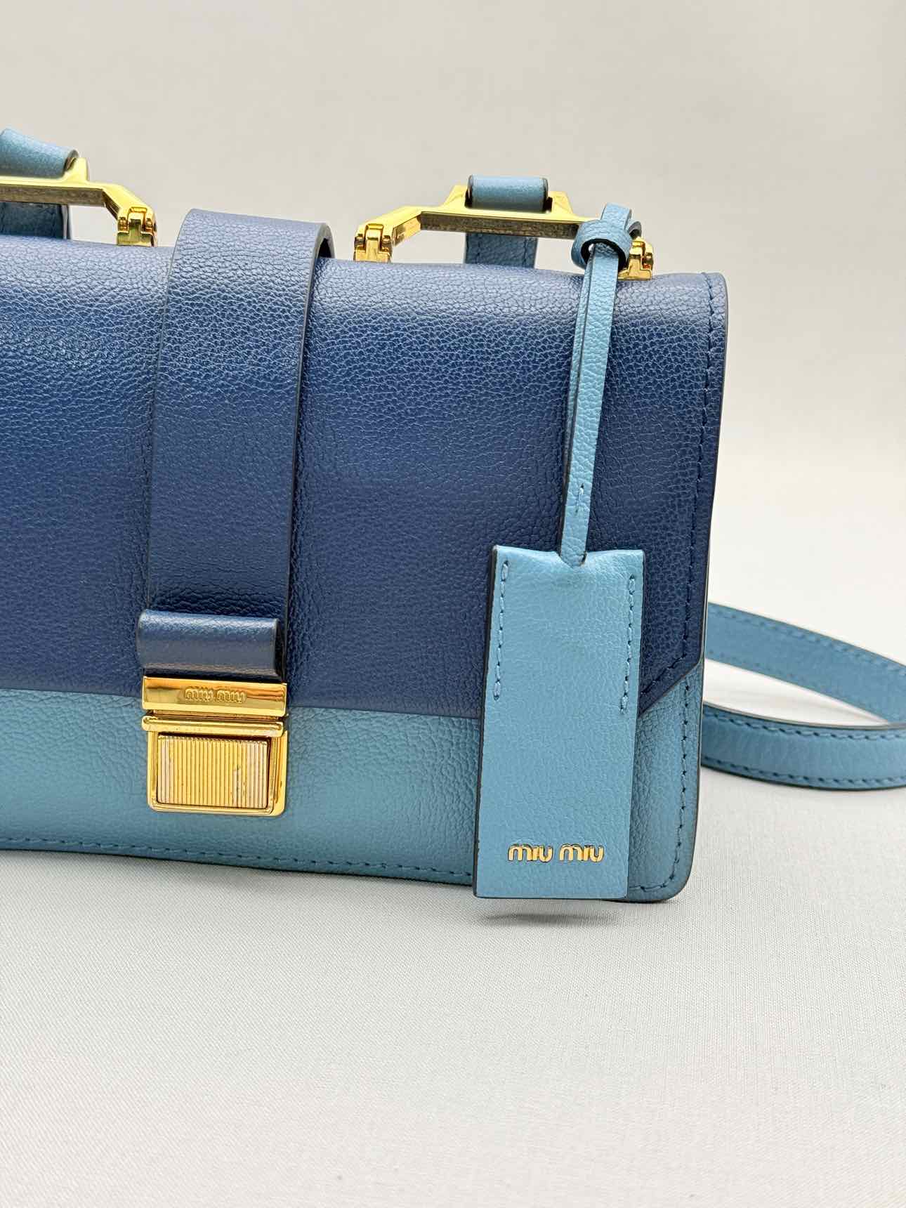 MIU MIU Madras Blue Tapestry Shoulder Bag